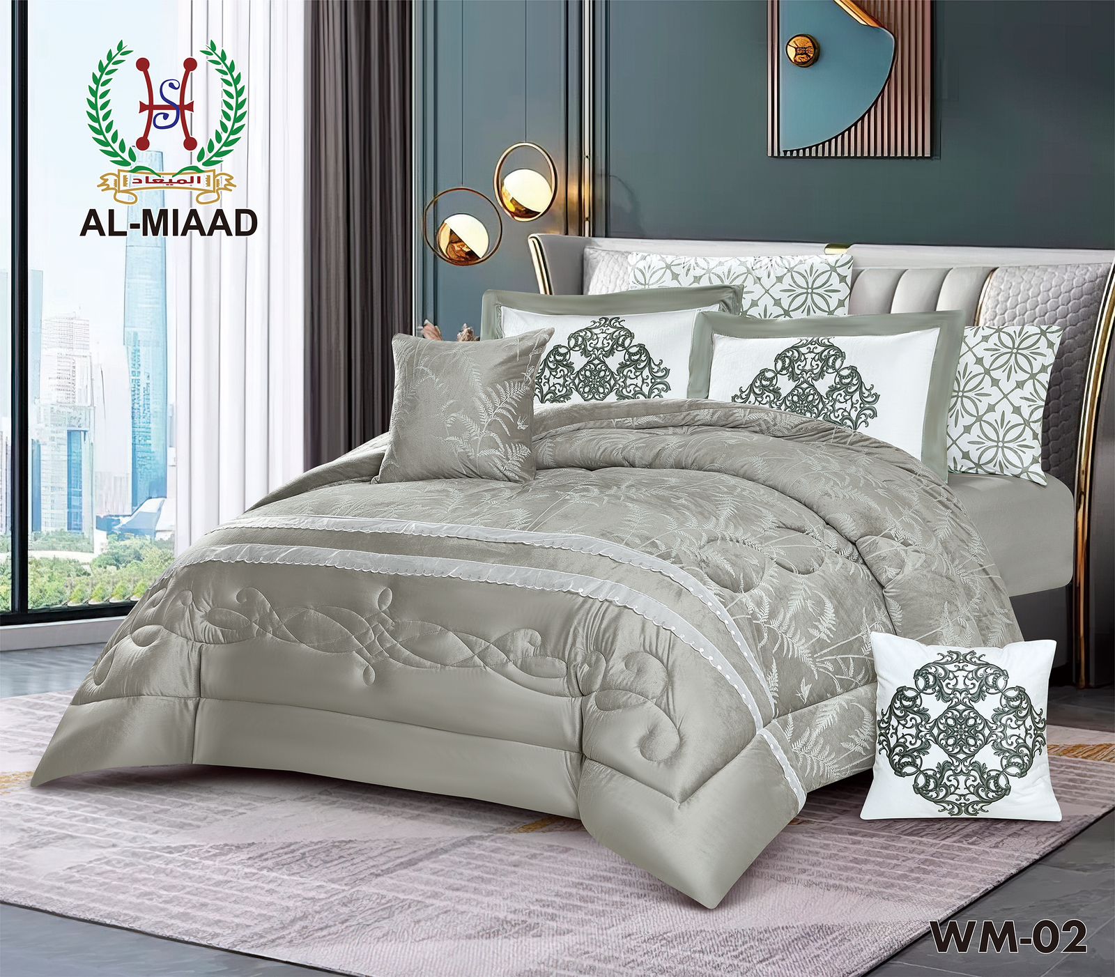 مفرش دبليو ام مخمل شتوي – 8 قطع نفرين |  W.M Winter Velvet Comforter Set – 8 PCS
