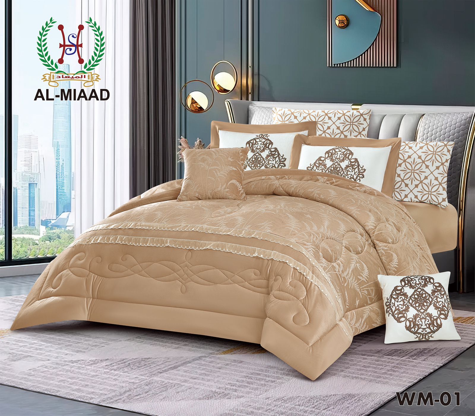 مفرش دبليو ام مخمل شتوي – 8 قطع نفرين |  W.M Winter Velvet Comforter Set – 8 PCS