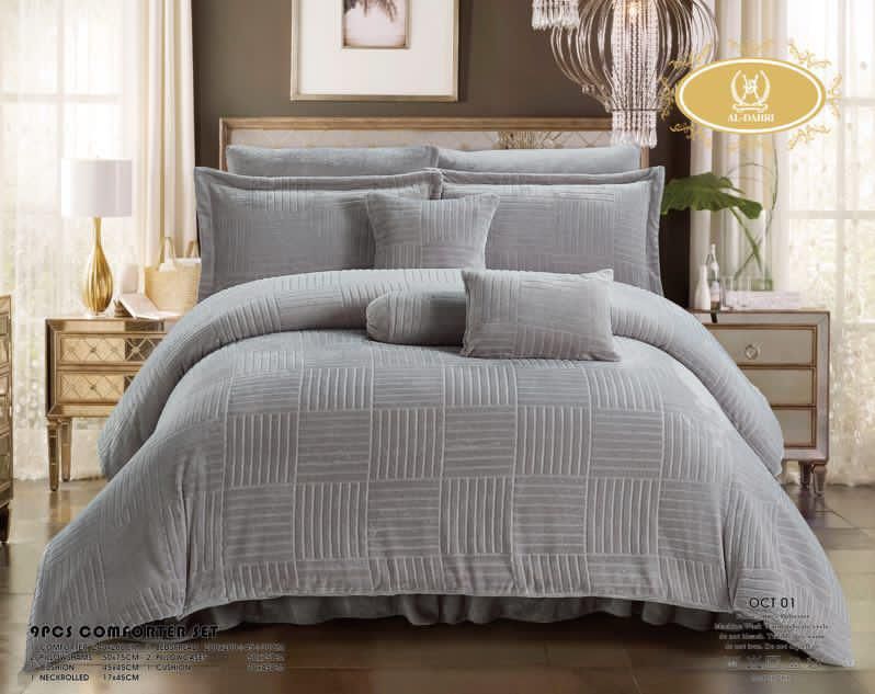 OCT Striped Velvet Comforter Set | نفرين