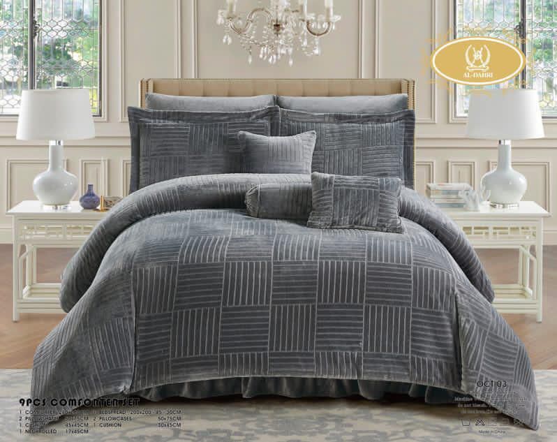 OCT Striped Velvet Comforter Set | نفرين